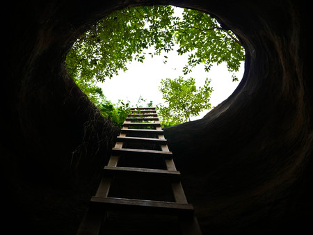 Amazing stone hole the hole is like a pot, is a natural hole.The hole is the largest group in Thailand. There are no less than 16 holes with many sizes ranging from 40 -300 cm wide mouth - 10 m. deepの写真素材