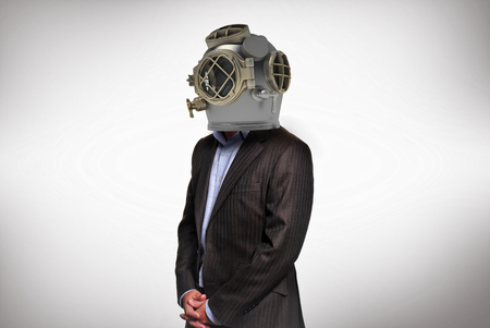 Businessman with helmet drive conceptの写真素材