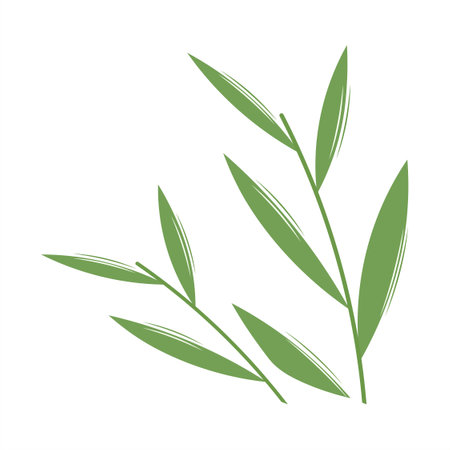 Tropical leaf. Green branch on a white background. Graphic element for website, sticker for social networks and instant messengers. Minimalistic and aesthetic design. Cartoon flat vector illustration.のイラスト素材