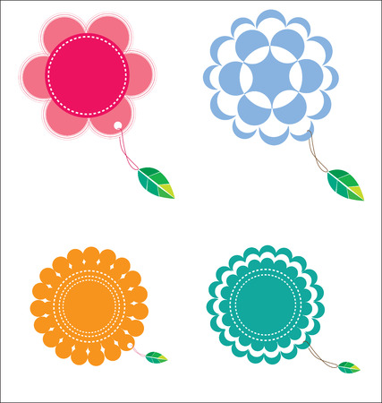 abstract floral label pastel colourのイラスト素材