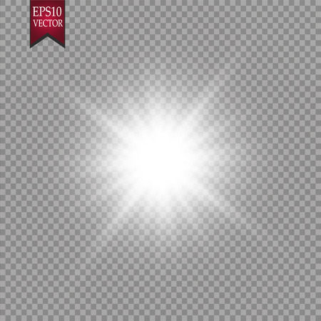 Glow light effect. Starburst with sparkles on transparent background.のイラスト素材