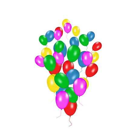 Color composition of vector realistic balloons isolated on white background. Balloons isolated. For Birthday greeting cards or other designs.のイラスト素材
