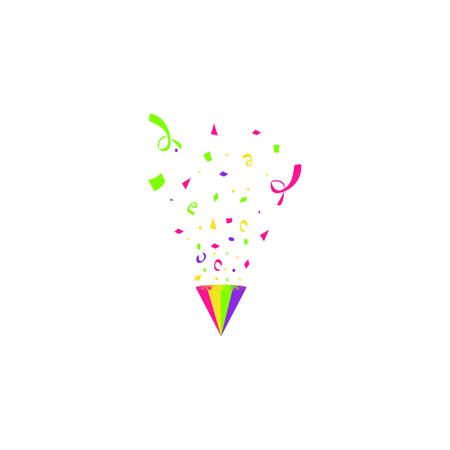 Colorful confetti burst isolated on white background. Festive template. Vector illustration of falling particles for holydays design.のイラスト素材