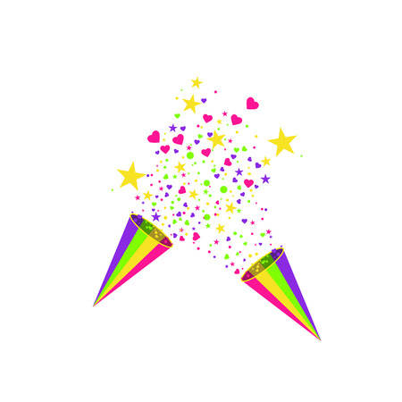 Vector confetti. Festive illustration. Party popper isolated on white background.のイラスト素材