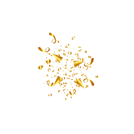 Party popper isolated. Golden confetti. Vector illustration. Happy birthday concept. Festive vector illustration.のイラスト素材