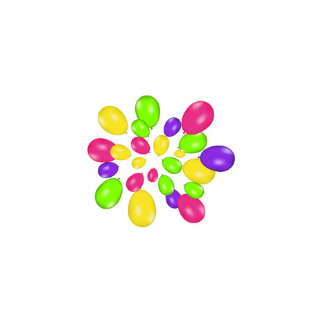 Air balloons isolated. Color composition of vector realistic balloons isolated on white background. Balloons isolated. Festive vector illustration.のイラスト素材