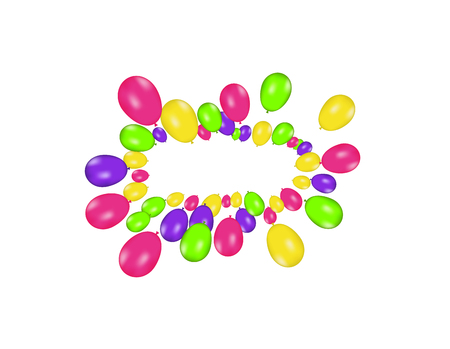 Air balloons isolated. Color composition of vector realistic balloons isolated on white background. Balloons isolated. Festive vector illustration.のイラスト素材