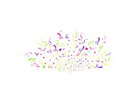 Colorful confetti burst isolated on white background. Festive template. Vector illustration of falling particles for holydays design.のイラスト素材