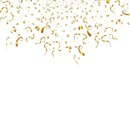 Golden confetti isolated. Festive background. Vector illustrationのイラスト素材