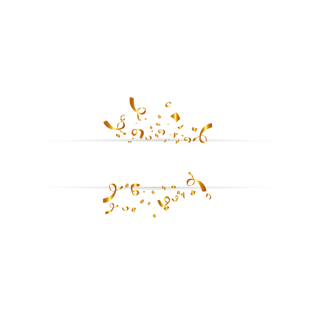Blank banner with golden confetti isolated on white background. Vector festive background. Happy birthday concept.のイラスト素材