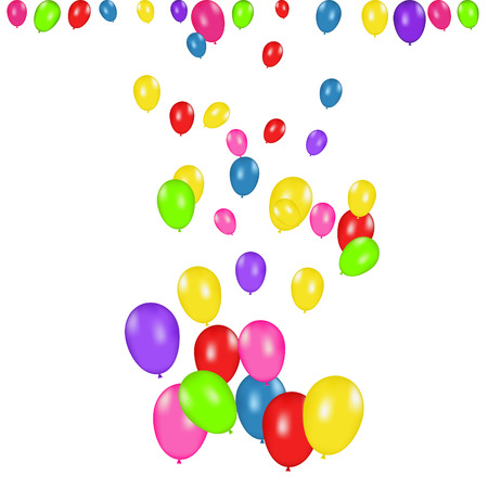 Color composition of vector realistic balloons isolated on white background. Balloons isolated. For Birthday greeting cards or other designs.のイラスト素材