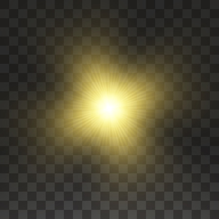 Glow light effect. Starburst with sparkles on transparent background. Vector illustration. Sun.のイラスト素材