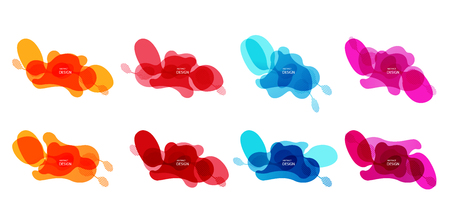 Gradient geometric banners with flowing liquid shapes. Dynamic Fluid design for logo, flyers or presentstion. Abstract vector backgroundのイラスト素材