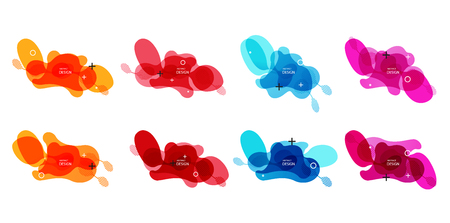 Gradient geometric banners with flowing liquid shapes. Dynamic Fluid design for logo, flyers or presentstion. Abstract vector backgroundのイラスト素材