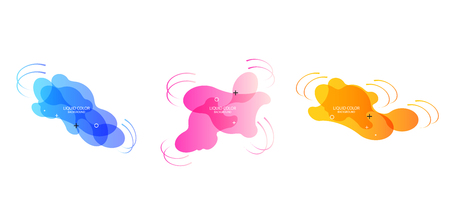 Gradient geometric banners with flowing liquid shapes. Dynamic Fluid design for logo, flyers or presentstion. Abstract vector backgroundのイラスト素材