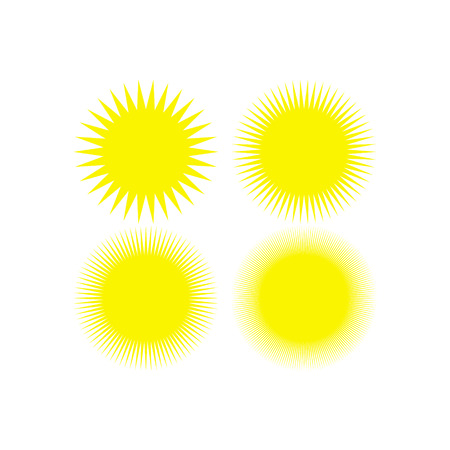 Set of yellow Sun Icons. Vector Illustrationのイラスト素材