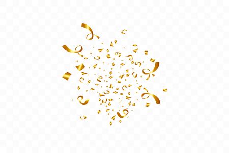 Golden confetti isolated. Festive background. Vector illustrationのイラスト素材