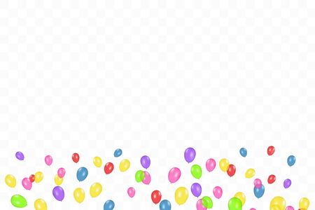 Color composition of vector realistic balloons isolated on transparent background. Balloons isolated. For Birthday greeting cards or other designs.のイラスト素材