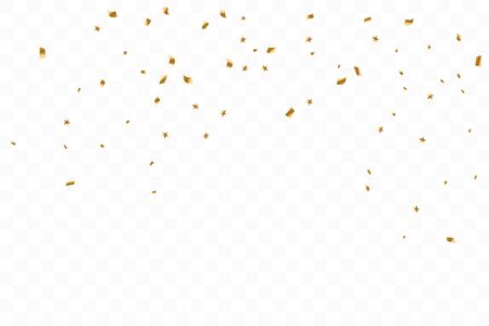 Many Falling Luxury Golden Confetti. Birthday Celebration. Vector Illustration.のイラスト素材