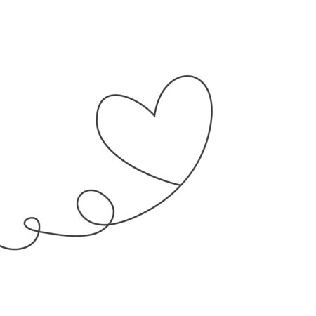 Heart shaped balloon in continuous drawing lines in a flat style in continuous drawing lines. Continuous black line. The work of flat design. Symbol of love and tendernessのイラスト素材