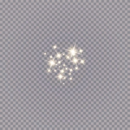 Vector starry cloud with dust. The dust is yellow sparks and golden stars shine with special light. Vector sparkles on a transparent background. Christmas light effect. Sparkling magical dust particlesのイラスト素材