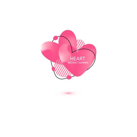 Two Hearts abstract banner collections. Organic or fluid shapes with pastel neon color design. Usable for web, social media, print, banner, backdrop, background template. Valentines day celebrationのイラスト素材