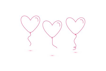 Set ofHearts balloon isolated single linear icon for websites and mobile minimalistic flat designのイラスト素材