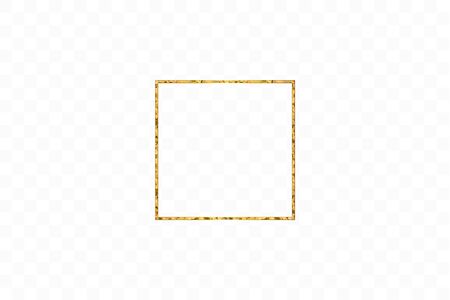 Gold shiny glowing vintage frame isolated on transparent background. Golden luxury realistic rectangle border. Vector illustrationのイラスト素材