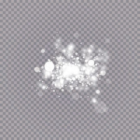 Glowing light effect with many glitter particles isolated on transparent background. Vector starry cloud with dust. Magic christmas decorationのイラスト素材