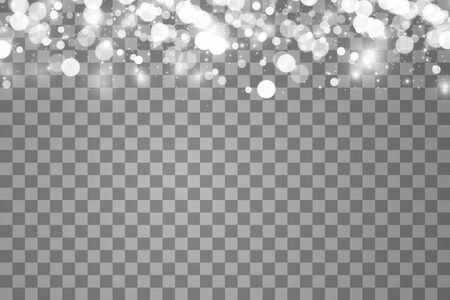 Glowing light effect with many glitter particles isolated on transparent background. Vector starry cloud with dust. Magic christmas decorationのイラスト素材