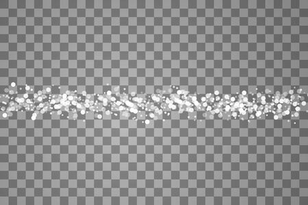 Glowing light effect with many glitter particles on line isolated on transparent background. Vector starry cloud with dust. Magic christmas decorationのイラスト素材