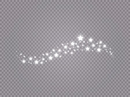 Glowing light effect with many glitter particles isolated on transparent background. Vector starry cloud with dust. Magic christmas decorationのイラスト素材