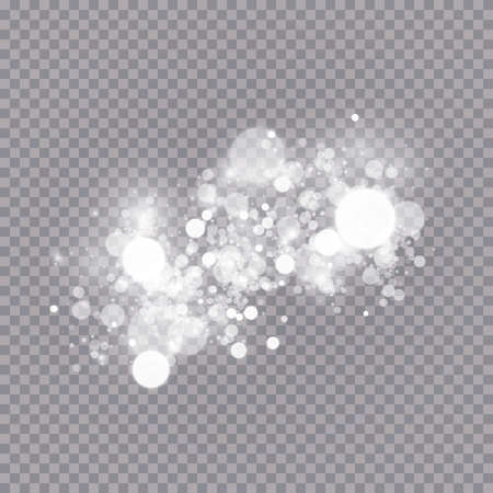 Glowing light effect with many glitter particles isolated on transparent background. Vector starry cloud with dust. Magic christmas decorationのイラスト素材