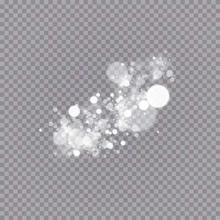 Glowing light effect with many glitter particles isolated on transparent background. Vector starry cloud with dust. Magic christmas decorationのイラスト素材
