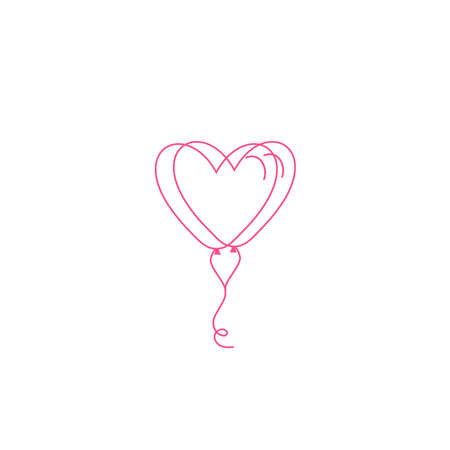 Simple flat style icon of beautiful two balloons in the form of hearts for the feast of love on Valentines Day or March 8th. illustration.のイラスト素材