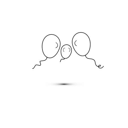 Simple flat style icon of beautiful three balloons for the feast of love on happy mothers day. Vector illustration.のイラスト素材