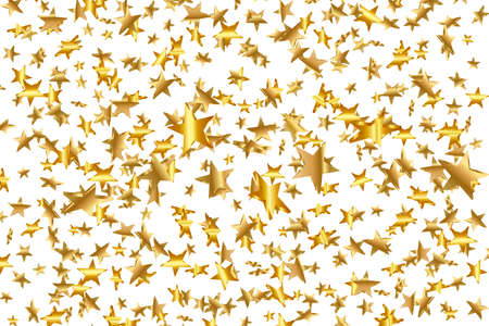 3d Star Falling. Gold Yellow Starry on transparent Background. Vector Confetti Star Background. Golden Starlit Card. Confetti Fall Chaotic Decor.のイラスト素材