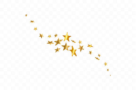 3d Star Falling. Gold Yellow Starry on transparent Background. Vector Confetti Star Background. Golden Starlit Card. Confetti Fall Chaotic Decor.のイラスト素材
