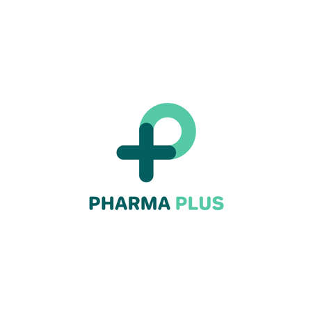 P logo, P with plus logo. Medical logoのイラスト素材