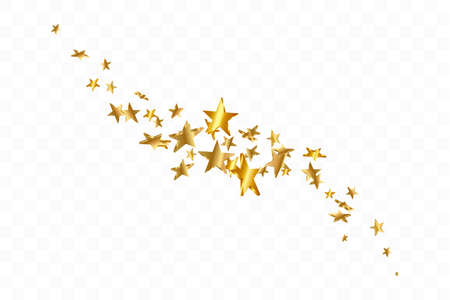 3d Star Falling. Gold Yellow Starry on transparent Background. Vector Confetti Star Background. Golden Starlit Card. Confetti Fall Chaotic Decor.のイラスト素材