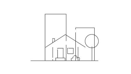 Concept of construction flat style house, isolated on white background.の写真素材