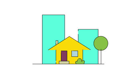 Concept of construction flat style house, isolated on white background.の写真素材