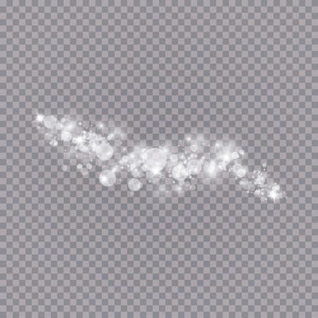 Glowing light effect with many glitter particles isolated on transparent background. Vector starry cloud with dust. Magic christmas decorationのイラスト素材