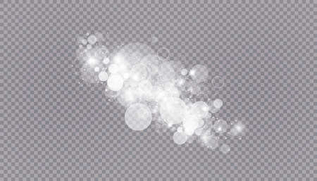 Glowing light effect with many glitter particles isolated on transparent background. Vector starry cloud with dust. Magic christmas decorationのイラスト素材