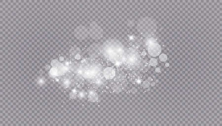Glowing light effect with many glitter particles isolated on transparent background. Vector starry cloud with dust. Magic christmas decorationのイラスト素材