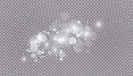 Glowing light effect with many glitter particles isolated on transparent background. Vector starry cloud with dust. Magic christmas decorationのイラスト素材