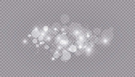 Glowing light effect with many glitter particles isolated on transparent background. Vector starry cloud with dust. Magic christmas decorationのイラスト素材