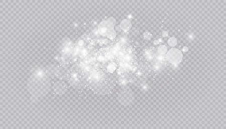 Glowing light effect with many glitter particles isolated on transparent background. Vector starry cloud with dust. Magic christmas decorationのイラスト素材