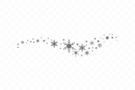 Magic wand with a snowflakes. Trace of black dust. Magic abstract background isolated on on transparent background. Miracle and magic. Vector illustration flat design.のイラスト素材