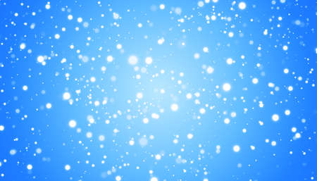 White snow flies on a blue background. Christmas snowflakes. Winter blizzard background illustration.のイラスト素材